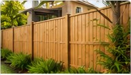 Natural timber boundary fence